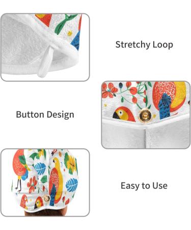 Parrot Bird Hair Towel 2 Pack - Super Absorbent Quick Dry Hair Turbans for Women & Girls | Ideal for Effortless Hair Drying - Buy Online on GoSupps.com