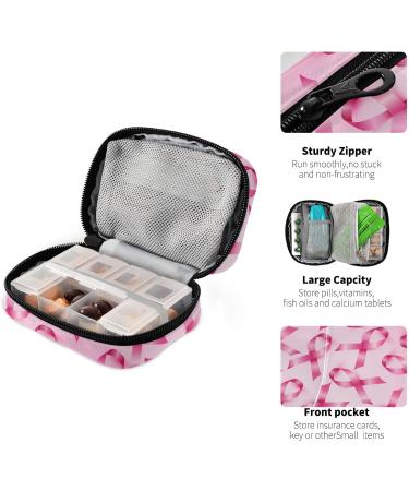 Breast Cancer Awareness Month Travel Pill Organizer | 7 Day Large Pill Box Holder for Vitamins & Medicine Perfect for Family Travel - Buy Online on GoSupps.com