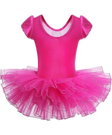 BAOHULU Girls Ballet Dance Leotard with Full Tulle Tutu Skirt, Hotpink Flower, Size 5-6 Years - Buy Online on GoSupps.com