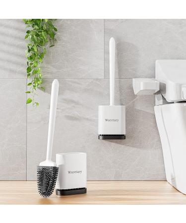 Waretary Toilet Cleaning Brush and Holder Set - Silicone Bristles, Quick-Drying Wall-Mounted Base - White Snow White - Buy Online on GoSupps.com