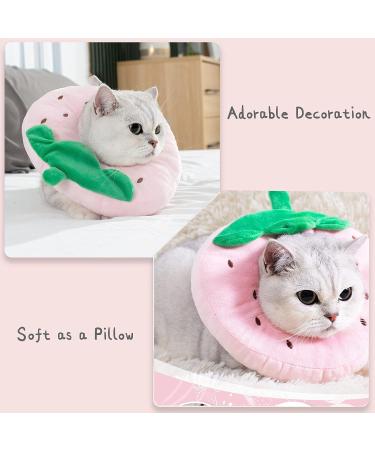 Crazy Bean Postoperative Protective Collar for Cats - Soft Adjustable & Safe Elizabethan Kitten Collar - Strawberry Design - Buy Online on GoSupps.com