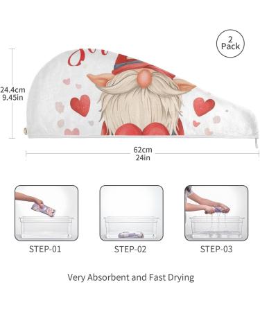 Valentine Love Dwarf Hair Towel 2 Pack | Super Absorbent Quick Dry Hair Turbans for Women & Girls - Buy Online on GoSupps.com