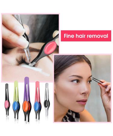 Chumia 5-Piece Non-Slip Grip Tweezer Set - Stainless Steel Precision Tweezers for Hair Removal and Shaping - Colorful Rubber Grip - Blackhead and Splinter Remover - Buy Online on GoSupps.com