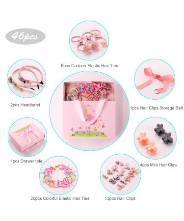 Seatecks Girl Hair Jewelry Gift Box - 46 Elastic Hair Ties Clips & Ponytail Holders - Exquisite Cartoon Design - Buy Online on GoSupps.com
