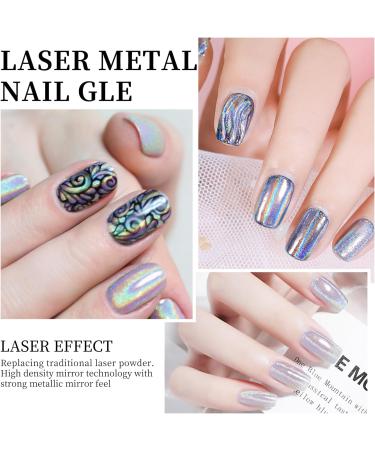 KYDA Holographic Laser Nail Painting Gel Silver Metallic Gel Polish Chrome Nail Polish Gel Laser Rainbow Effect Painted Gel for DIY Nail Art-3ml Mini size - Buy Online on GoSupps.com