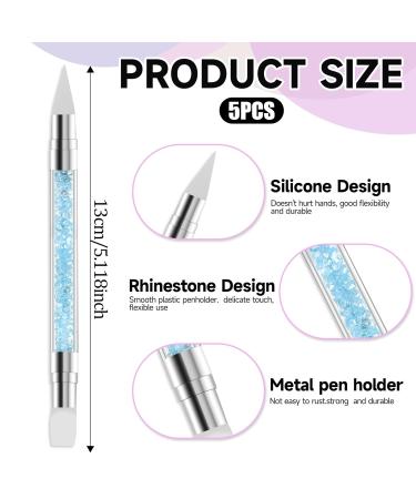 5 Pcs Dual Tipped Silicone Nail Tools - Acrylic Handle Nail Art Brushes for Home & Salon - Buy Online on GoSupps.com