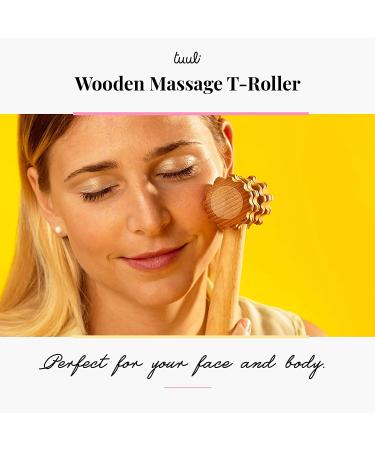 Tuuli T-Shape Wooden Roller Massager for Body and Face - Multi-Functional Facial Massager for Muscle Tension Relief and Skin Health Support - Buy Online on GoSupps.com