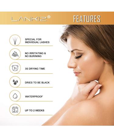 LANKIZ Cluster Lash Glue 5ml - Fast Drying, Long Lasting Semi-Permanent Black Waterproof Adhesive for DIY - 14 Days Retention - Buy Online on GoSupps.com