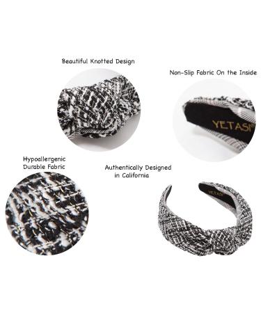 YETASI Tweed Black Knot Headband with White Threading - Unique White Black Headband for Women - Buy Online on GoSupps.com