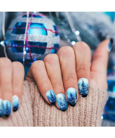3 Sheets Christmas Nail Art Stickers Ink Blue Nail Decals Self-Adhesive Nail Sticker Manicure Tips DIY Christmas Nail Art Design Nail Decorations for Women Girls - Buy Online on GoSupps.com