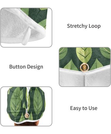 Leaf Hair Towel 2 Pack - Super Absorbent Quick Dry Hair Turbans with Button Wrap for Women & Girls | Shop Internationally - Buy Online on GoSupps.com
