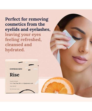 Cornea Care Rise Eyelid Wipes with Tea Tree Oil & Hyaluronic Acid - 30 Count | Dry Eye Relief and Cleanser | Travel Ready - Buy Online on GoSupps.com