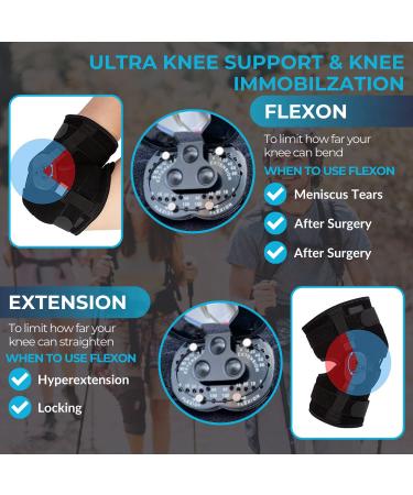 Comfyorthopedic Locking Knee Brace with Metal Side Stabilizers - PCL/ACL Hinged ROM Brace for Meniscus Tear - Knee Braces for Pain Relief with ROM Dial for Women & Men - Buy Online on GoSupps.com