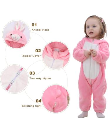 COOKY.D Baby Hooded Rompers | Winter Flannel Jumpsuit Pajamas | Rabbit Design | 3-6 Months - Buy Online on GoSupps.com