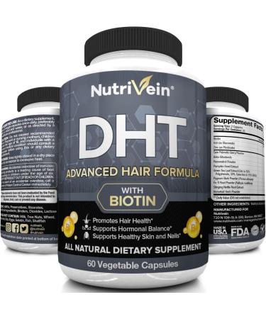 Nutrivein DHT Blocker with Biotin - Hair Growth Supplement for Men and Women - 30 Day Supply (60 Capsules) - Buy Online on GoSupps.com