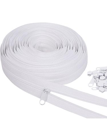 10Yards Bulk Zipper  (3) Zippers for Sewing  White Nylon Coil Zipper by The Yards  Replacement Sewing Zipper with 20PCS Zipper Sliders for DIY Sewing Craft Bags by MiniRed (3 White)
