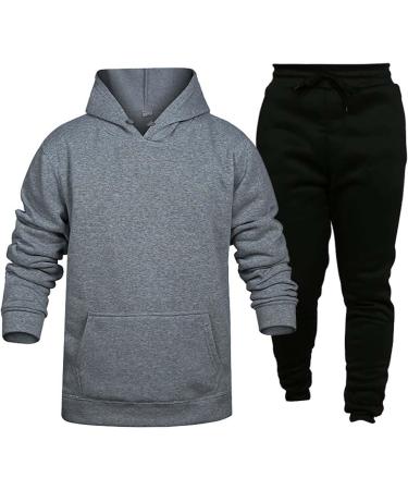 Hanxiulin Men's Training Suit - Adjustable Jogging Casual Zipper Tracksuit with Hood & Jogger Pants - Dark Gray Sportswear for Fitness & Training - Buy Online on GoSupps.com