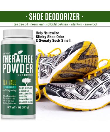 TheraTree Foot Body & Shoe Powder | Odor & Moisture Control with Organic Tea Tree | 4 oz Natural Fresh Scent - Buy Online on GoSupps.com