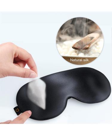 Buy Gritin Silk Sleep Mask - 100% Natural Skin-Friendly Eye Mask for Side Sleepers with Adjustable Straps & Earplugs - Dark Black | International Shipping - Buy Online on GoSupps.com