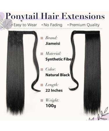 Premium Clip-In Ponytail Hair Extensions - 22 Inch Natural Black Braid 110g Realistic Hair - Smooth & Versatile Preference Extensions - Buy Online on GoSupps.com