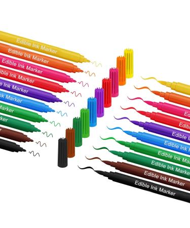 Fanika Edible Markers Food Coloring Pens 10 Colors, Double-sided Fine Tip Food Grade Pens and Edible Marker for Cookies Decorating Fondant, Cakes, Frosting, Easter Eggs