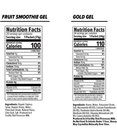 Honey Stinger Energy Gel Variety Pack | Gold & Organic Fruit Smoothie | Gluten & Caffeine Free | Sports Nutrition for Home & Gym | Pre and Mid Workout | 1.1 oz Pack - Buy Online on GoSupps.com