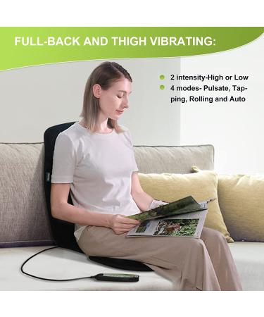 Rilextec Vibration Back Massager with Heat & Memory Foam | 6 Motors Massage Chair Pad for Back Pain Relief | Heating Therapy | Dark Black - Buy Online on GoSupps.com