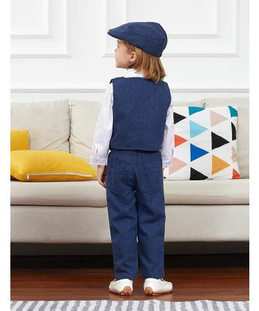 Mint Green Baby Boys Herringbone Tweed Suit Set 4pcs | Wedding Outfit 1-4 Years | Blue 3-4 Years - Buy Online on GoSupps.com