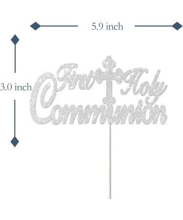 Tenhaisi Silver Glitter First Holy Communion Cake Topper Baptism/Christening/Confirmation/Baby Shower/Birthday/Communion Party Decoration - Buy Online on GoSupps.com