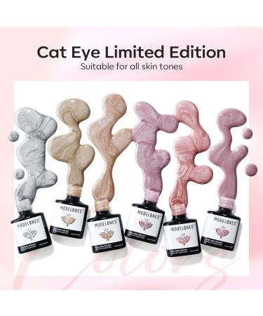 Modelones Cat Eye Gel Nail Polish Set 6 Colors Holographic Nude Gray Brown Gel Polish Glitter 9D Magnetic Gel Polish Pink Gel Polish with Magnet Nail Art DIY Salon For Women - Buy Online on GoSupps.com