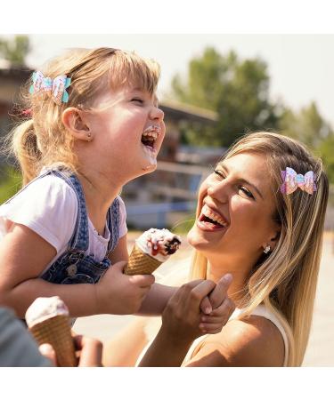 Whaline Ice Cream Glitter Bow Hair Clips 4Pcs - Colorful PU Leather Hairgrips for Girls & Women, Alligator Hair Clips for Birthday Party & Summer Supplies - Buy Online on GoSupps.com