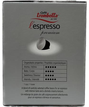 50 Capsules L'Espresso Premium Caffe Trombetta - Single Serve Capsules for Nespresso Brewers - Buy Online on GoSupps.com