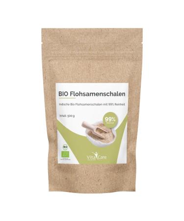 Vitacare organic psyllium shells ground 500g psyllium in premium quality with 99% purity fiber -rich vegan & gluten -free 500 g bags