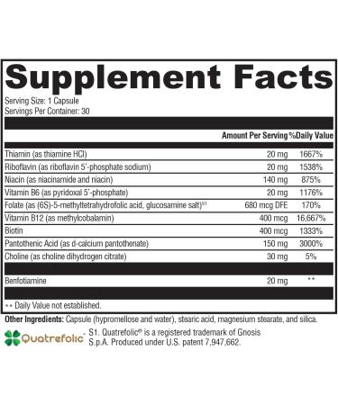 Xymogen Vitamin B Complex - B Activ - Activated B Vitamins with Benfotiamine and Quatrefolic - Support Adrenal and Immune Function + A Healthy Cardiovascular and Nervous System (30 Capsules) - Buy Online on GoSupps.com