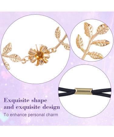HINZIC 2Pcs Elastic Flower & Gold Leaves Headbands - Wedding Hair Jewelry for Bride Women | Hair Accessories for Valentine's, Engagement, Birthday, Christmas - Buy Online on GoSupps.com
