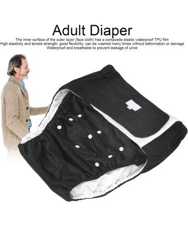 Adjustable Reusable Adult Diaper - Soft Quick-Drying & Washable for Incontinence (Black) - Buy Online on GoSupps.com