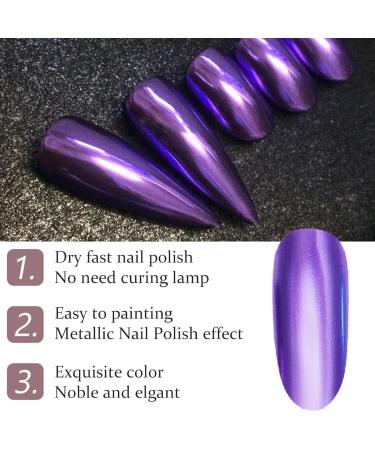Metal Nail Polish Mirror Nail Varnish Purple Nail Varnish Quick Drying Long Lasting Metal Effect Nail Art Polish Purple Plating Metallic Nail Polish Non-Peelable Mirror Nail Polish No Need Cure - Buy Online on GoSupps.com