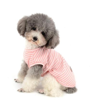 Zunea dog shirt for small dogs cats pets striped T-shirt for summer cool vest puppy basic tank top soft cotton chihuahua clothing for dogs pink size XL XL (1 Pack) rose