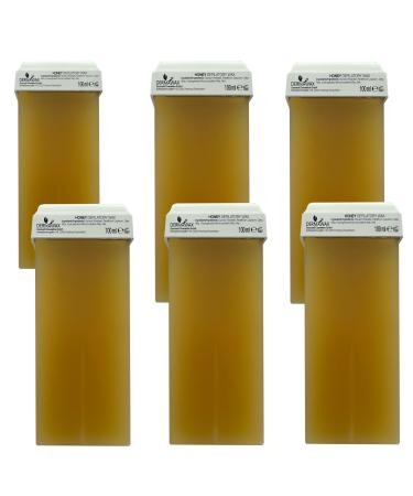 6 pcs. Dermawax Hair Removel Roll-Ons Cartridgedes Waxing Refills Natural Honey Large Roller Head Depilatory Wax