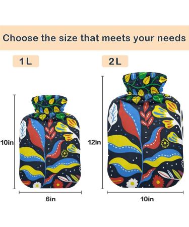 Naanle Hot Water Bottle with Cover - Abstract Flower Design | 1L Heat Bottle for Back Pain Relief & Cold Therapy - Buy Online on GoSupps.com