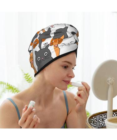 Funny Cats Hair Towel Wrap - Quick Drying Hair Turban with Button | Best Hair Drying Towel for Effortless Style - Buy Online on GoSupps.com