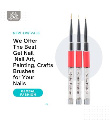 Global Fashion Multipurpose Brush Set - Nail Art Painting & Crafts - 3 Sizes | International Shipping Available - Buy Online on GoSupps.com