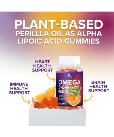 Omega 3 6 9 Gummies - Vegan Omega 3 Supplement Gummy - Essential Fatty Acids Oil 369 Complex Heart Support & Brain Support for Women Men & Pregnancy Fish Free Non-GMO Orange Flavored - 120 Gummies 120 Count (Pack of 1) - Buy Online on GoSupps.com