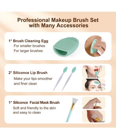 23-Piece Makeup Brushes Set: Foundation, Eyeshadow, Blush - Everyday Essentials Kit (Green) - Buy Online on GoSupps.com