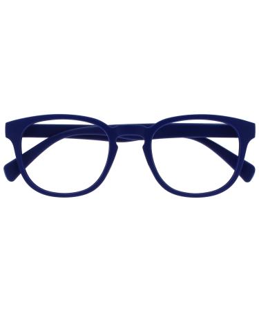Opulize Pop Reading Glasses Fun Round Matt Frame Mid Blue Spring Hinges Scratch Resistant Mens Womens R2-3 +3.00 Smooth Matt Blue +3.00 Magnification