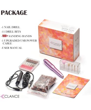 CLANCE Electric Nail Drill - Professional Manicure Pedicure Tool for Natural & Acrylic Nails | 11 Multifunction Drill Bits + 100 Sanding Bands Included (Rose) - Buy Online on GoSupps.com
