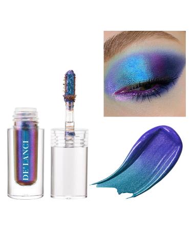 DE'LANCI Liquid Eyeshadow Purple Highly Pigment Multi-chrome Shimmer Holographic Eye Makeup Intense Multi-color Shifting Long-lasting No Creasing Glitter Eyeshadow 1.6g (#05 GALAXY) - Galaxy