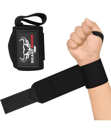 BEAST RAGE Wrist Wraps - Support Wraps for Weightlifting & Fitness | Thumb Loop, Cotton Bandages, Gym Brace | Black - Buy Online on GoSupps.com