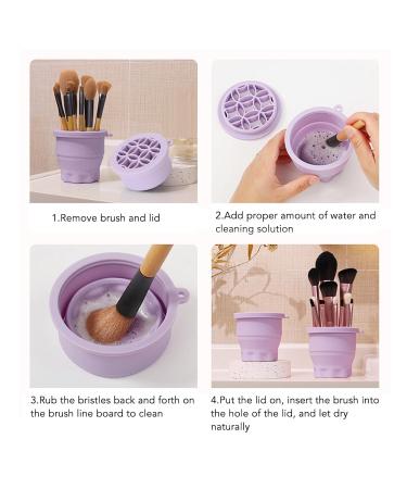 2 in 1 Makeup Brush Cleaner Bowl - Portable Folding Cleaner & Drying Rack Multifunctional Space-Saving Mat (Pink) for Effortless Brush Care - Buy Online on GoSupps.com