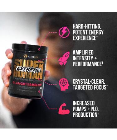 ALPHA LION Superhuman Extreme Pre-Workout Formula - Slaughtermelon Flavor | Maximum Energy, Focus, and Pump with Elevated Nitric Oxide for Intense Workouts - Buy Online on GoSupps.com